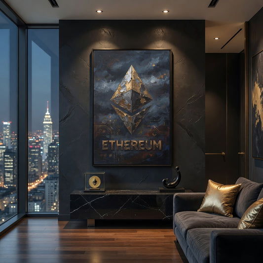 Ethereum Logo Art Matte Canvas Framed | Crypto Wall Art