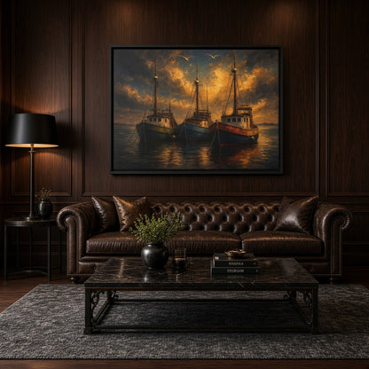 Harbor Light | Fishing Boats Canvas