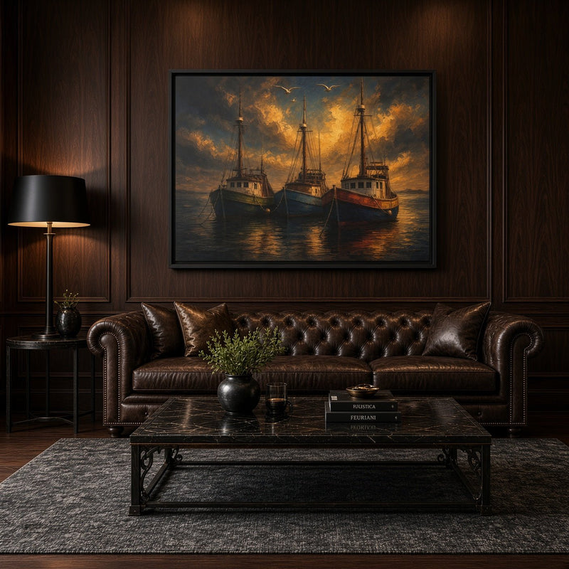 Harbor Light | Fishing Boats Canvas