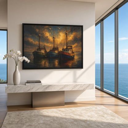 Harbor Light | Fishing Boats Canvas
