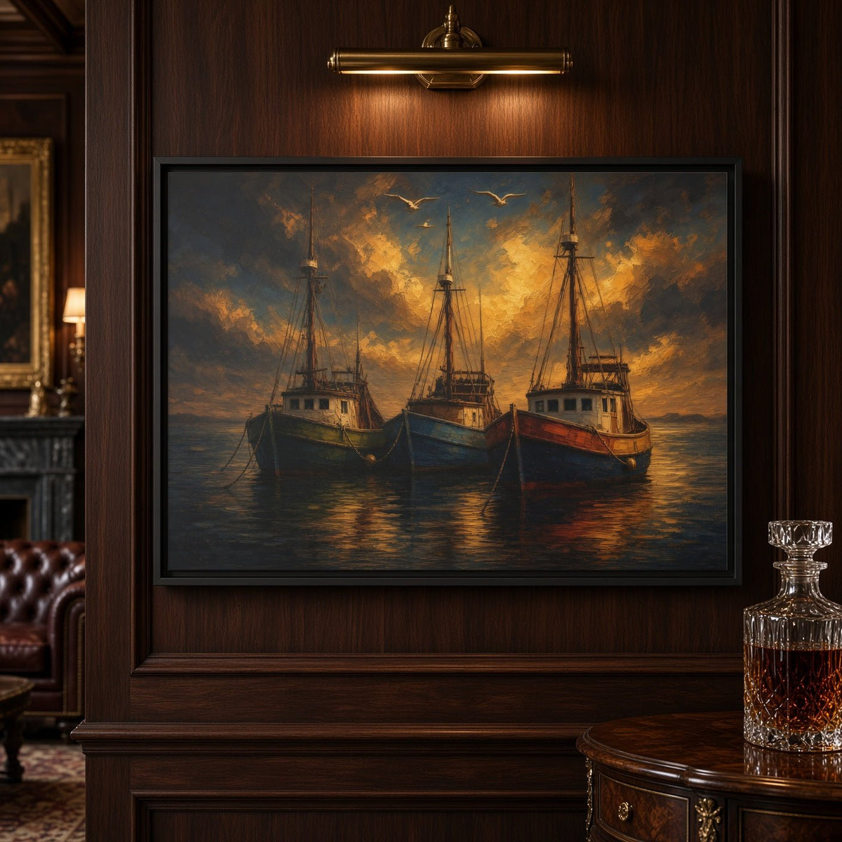 Harbor Light | Fishing Boats Canvas