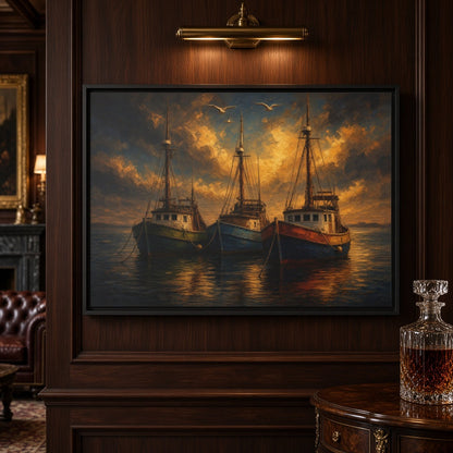 Harbor Light | Fishing Boats Canvas