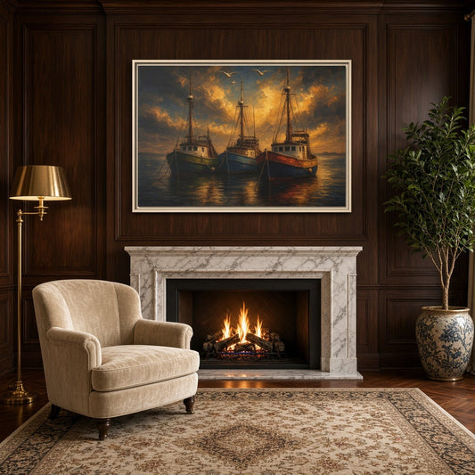 Harbor Light | Fishing Boats Canvas