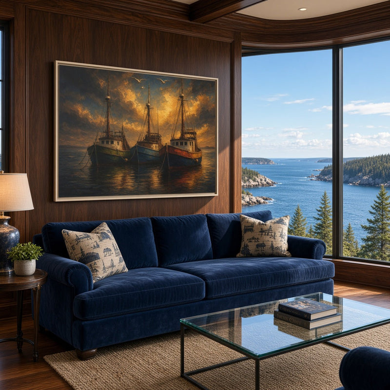 Harbor Light | Fishing Boats Canvas