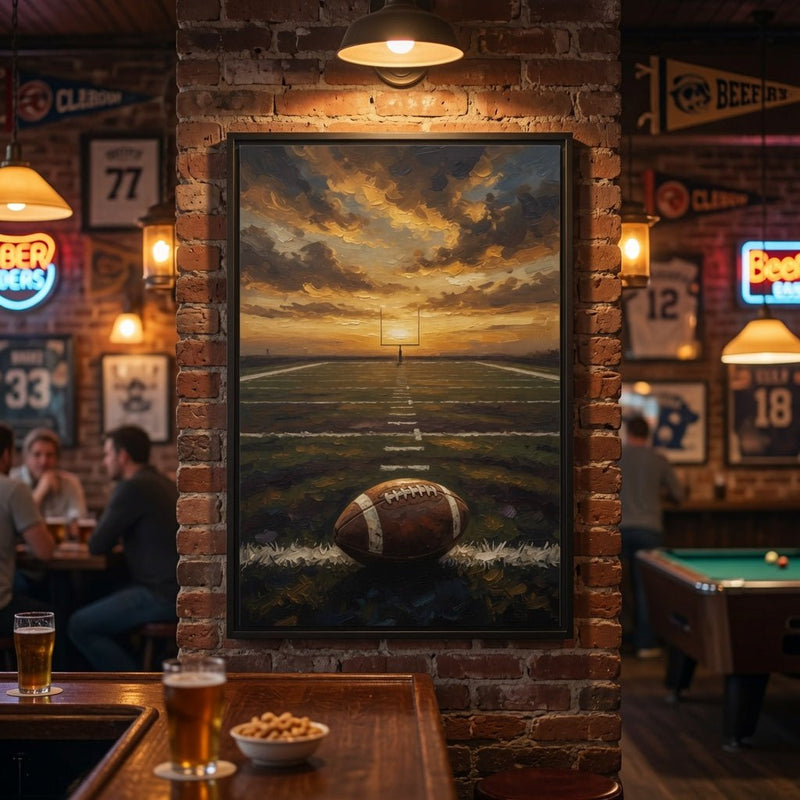 Gridiron Sunset | Framed Football Field Canvas