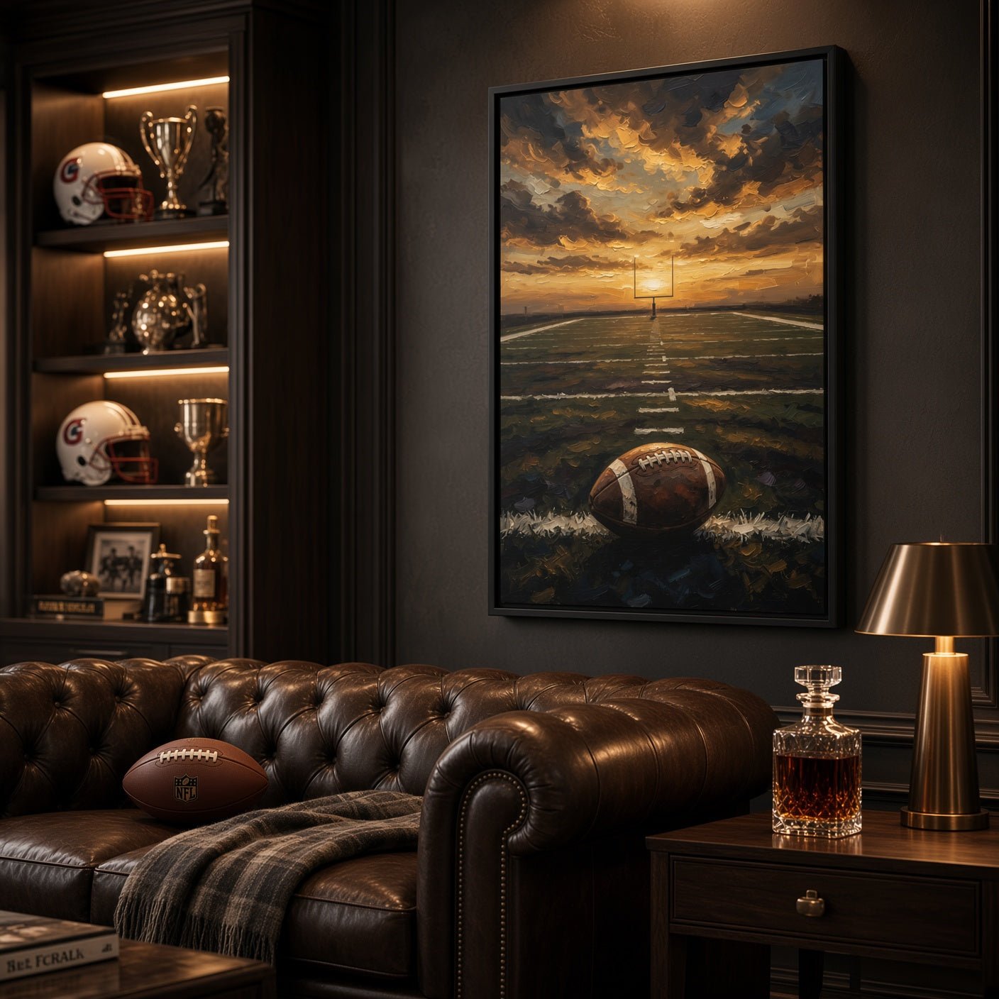 Gridiron Sunset | Framed Football Field Canvas