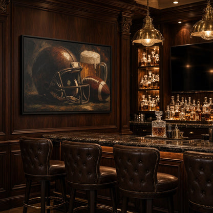 Game Day Pour - Football Helmet & Beer Canvas