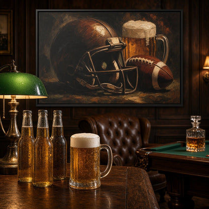 Game Day Pour - Football Helmet & Beer Canvas
