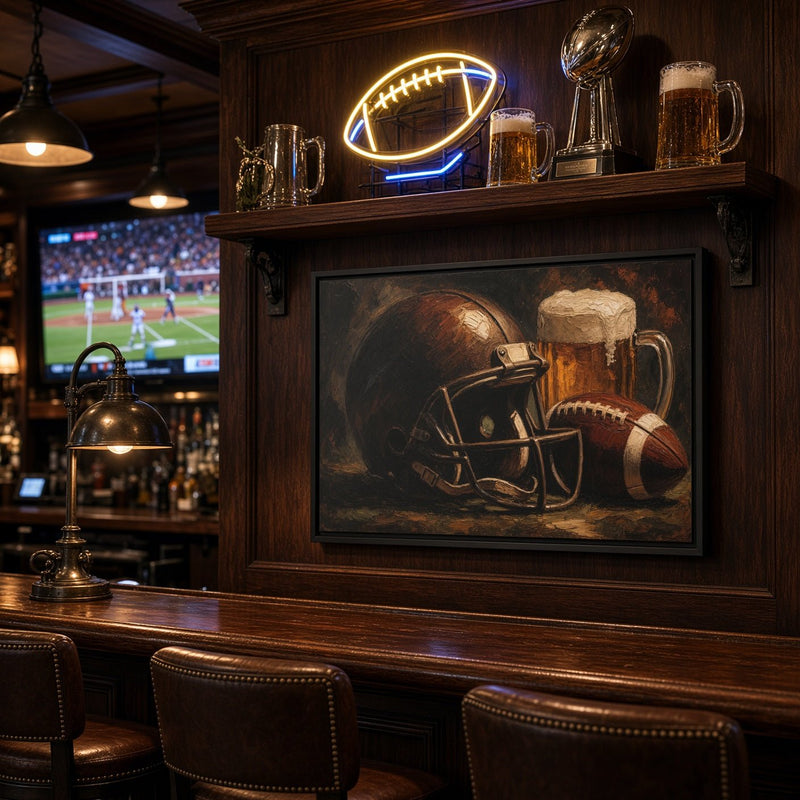 Game Day Pour - Football Helmet & Beer Canvas