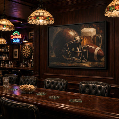 Game Day Pour - Football Helmet & Beer Canvas
