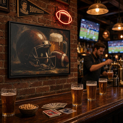 Game Day Pour - Football Helmet & Beer Canvas