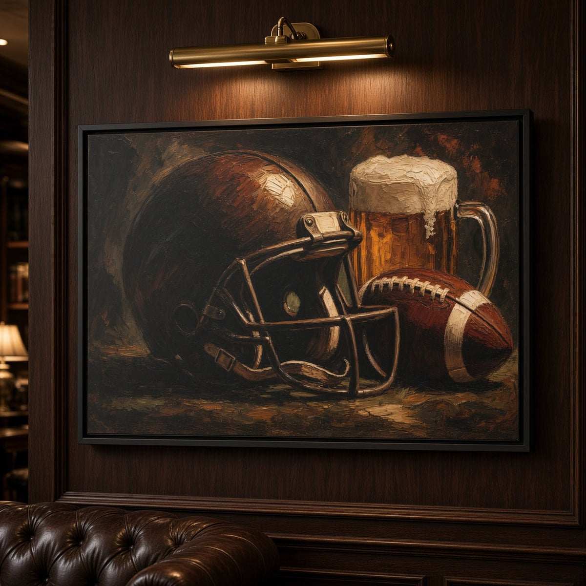 Game Day Pour - Football Helmet & Beer Canvas
