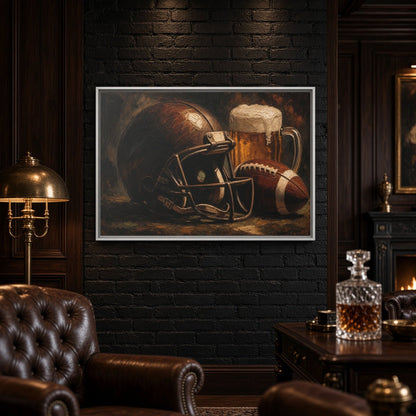 Game Day Pour - Football Helmet & Beer Canvas
