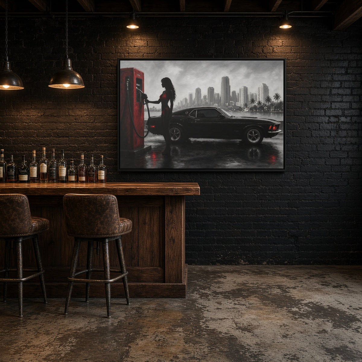 Retro Muscle Car | Miami Gas Station Canvas
