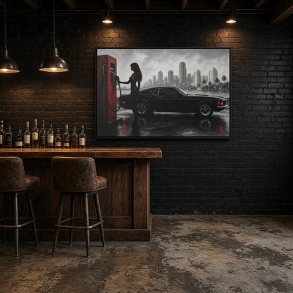 Retro Muscle Car | Miami Gas Station Canvas