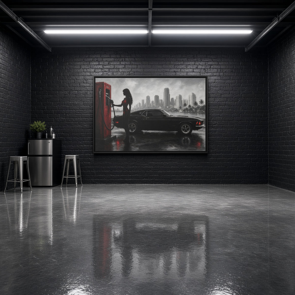 Retro Muscle Car | Miami Gas Station Canvas
