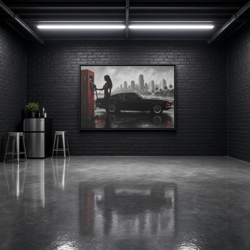 Retro Muscle Car | Miami Gas Station Canvas