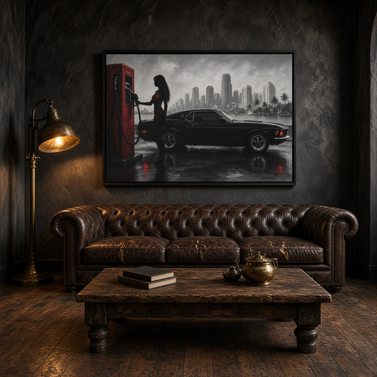 Retro Muscle Car | Miami Gas Station Canvas
