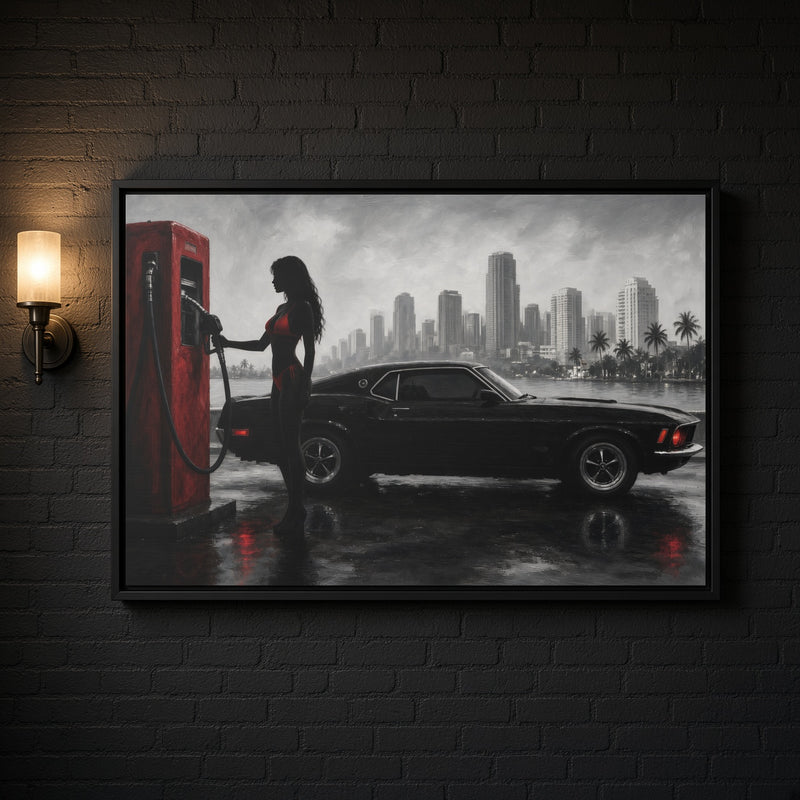 Retro Muscle Car | Miami Gas Station Canvas