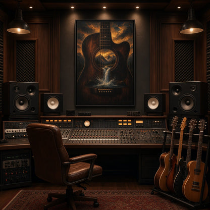 Mountain Song |  Guitar Waterfall Framed Canvas