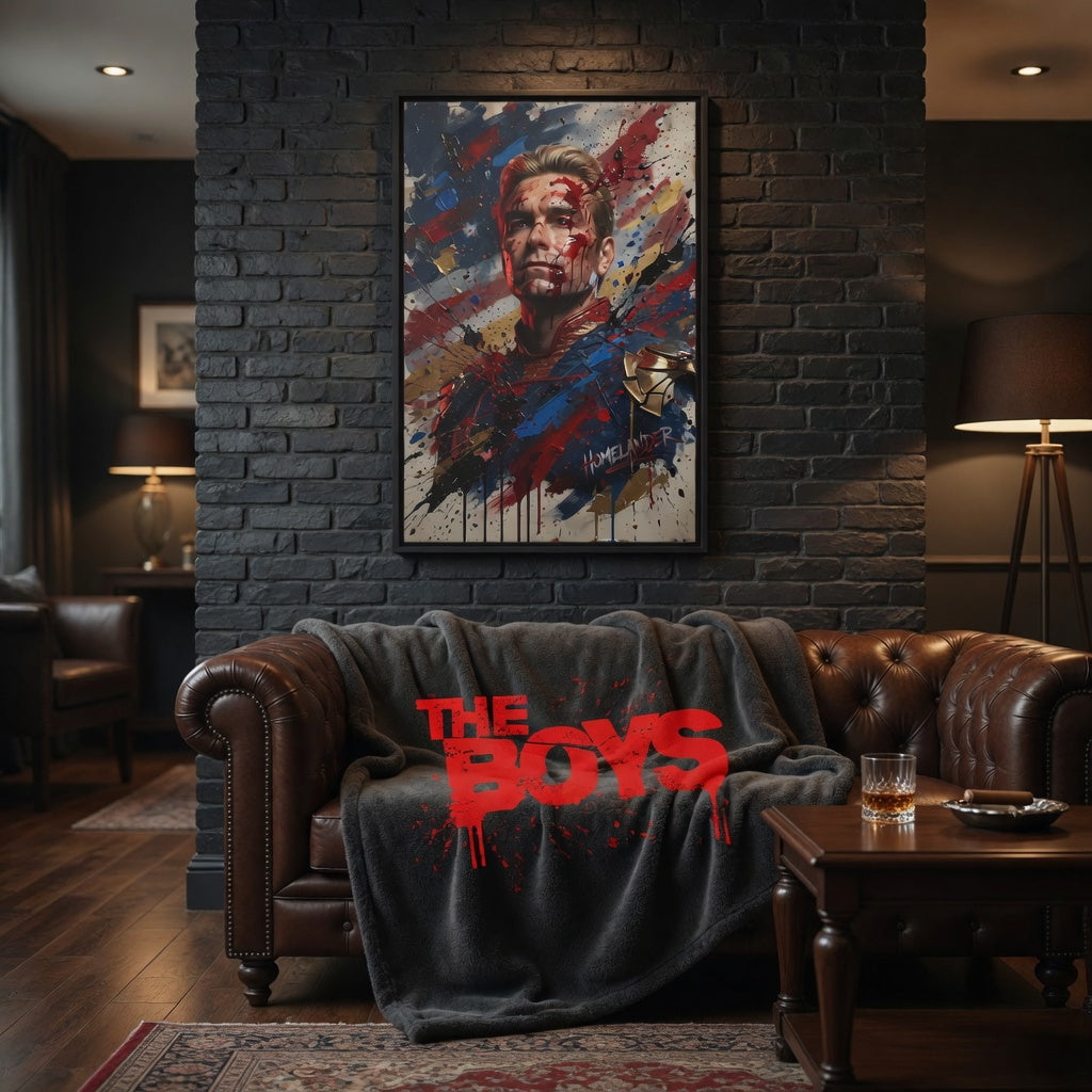 Homelander , The boys - Blood-Splatter Portrait Matte Canvas Framed | Multi-Color