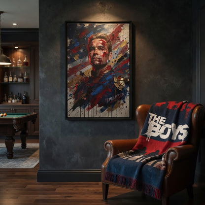 Homelander , The boys - Blood-Splatter Portrait Matte Canvas Framed | Multi-Color