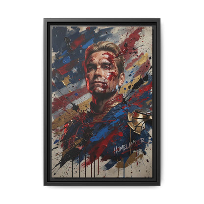 Homelander , The boys - Blood-Splatter Portrait Matte Canvas Framed | Multi-Color