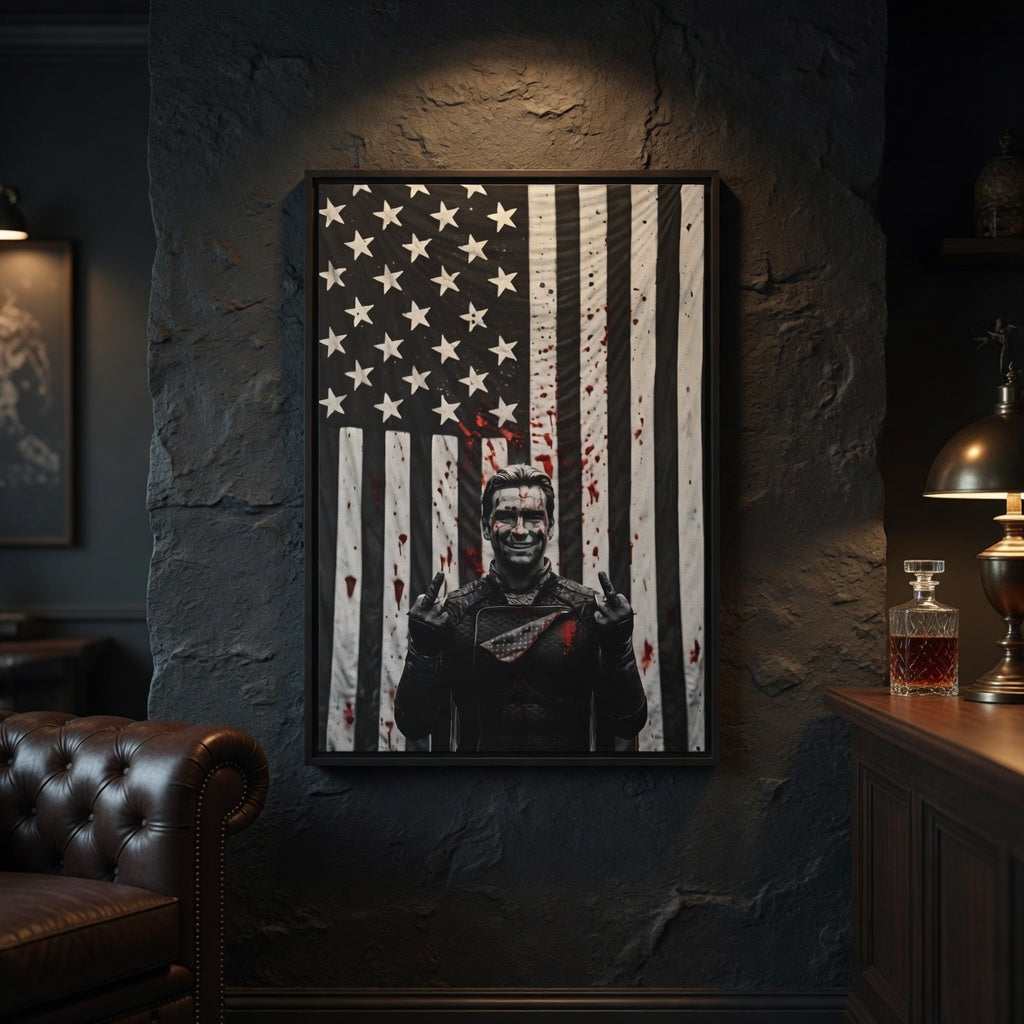Homelander, The Boys, American Flag Matte Canvas Framed