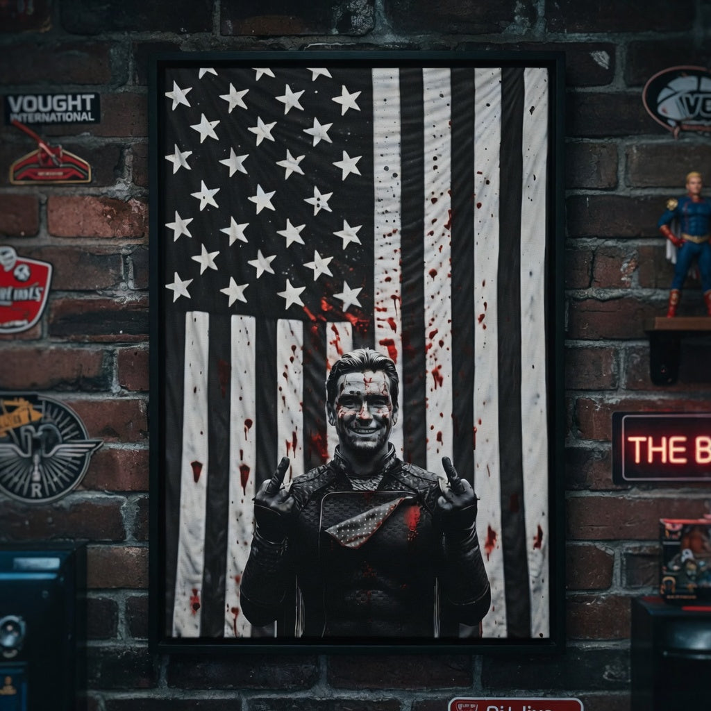 Homelander, The Boys, American Flag Matte Canvas Framed