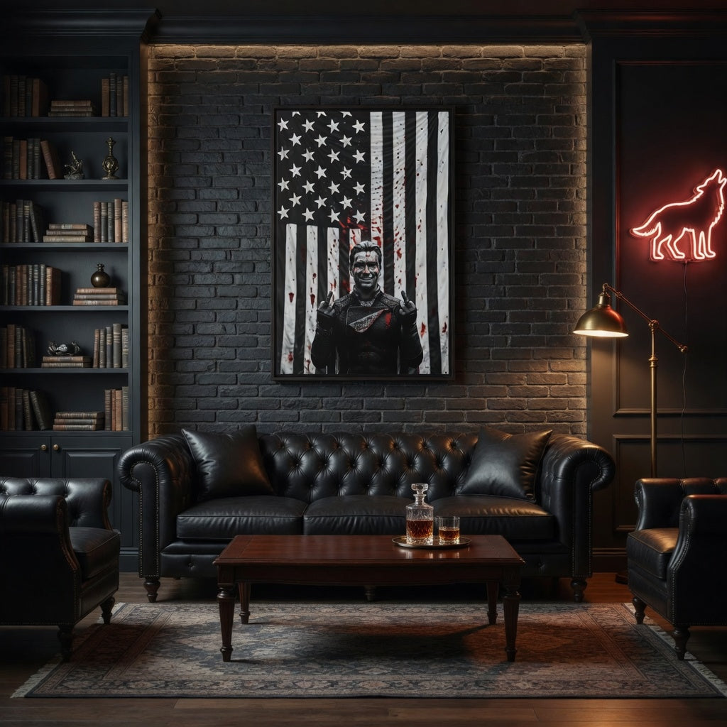Homelander, The Boys, American Flag Matte Canvas Framed