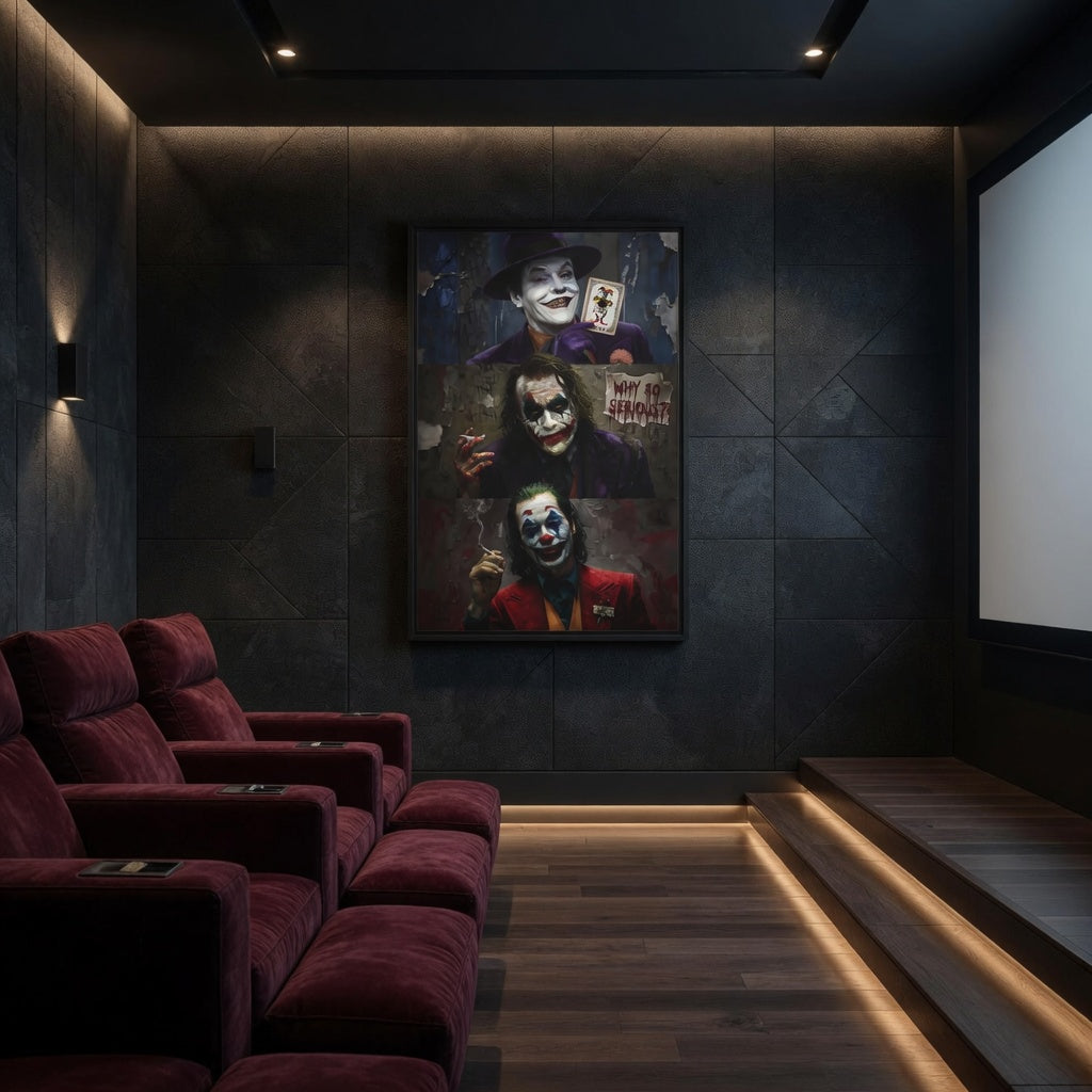 Three Jokers Inspired - Portrait Painting Matte Canvas Framed | Dark Wall Art