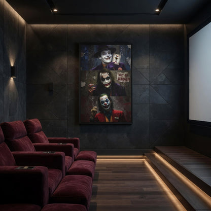 Three Jokers Inspired - Portrait Painting Matte Canvas Framed | Dark Wall Art