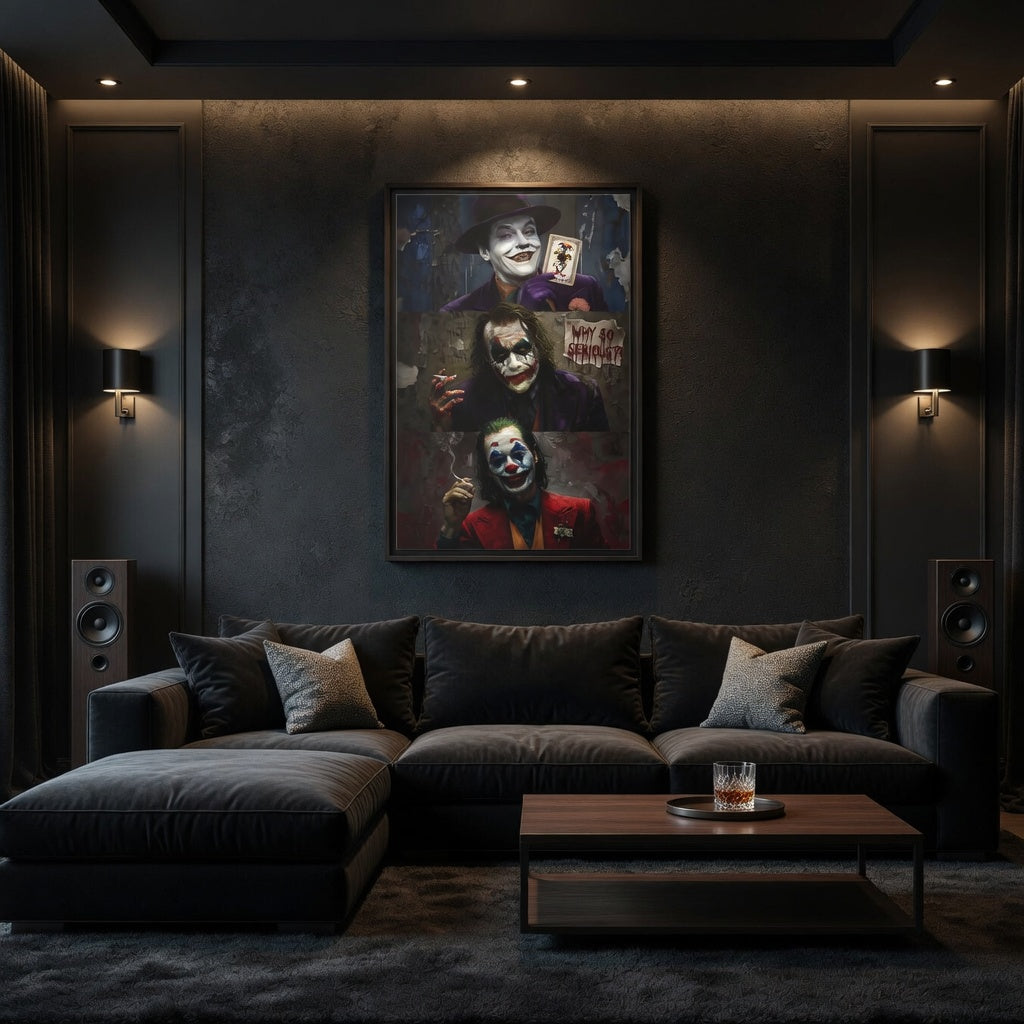 Three Jokers Inspired - Portrait Painting Matte Canvas Framed | Dark Wall Art