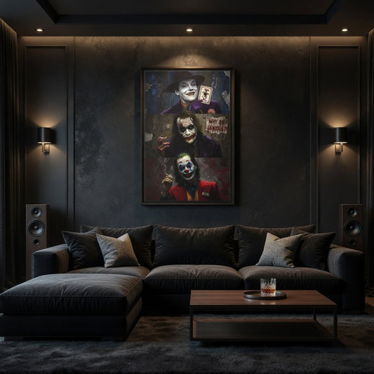 Three Jokers Inspired - Portrait Painting Matte Canvas Framed | Dark Wall Art