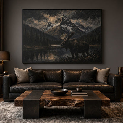 Moose Mountain Canvas framed black moose mountain landscape canvas