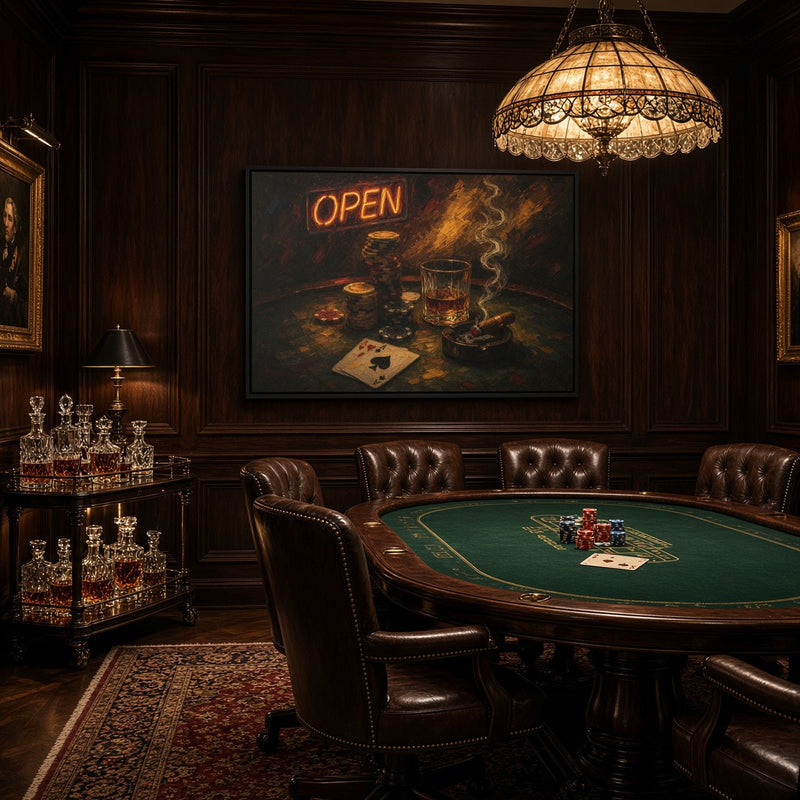 Poker Night Canvas – Whiskey, Aces & Neon