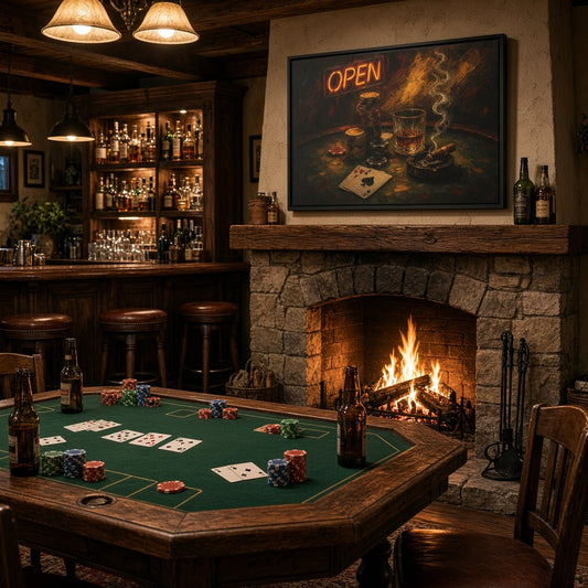 Poker Night Canvas – Whiskey, Aces & Neon