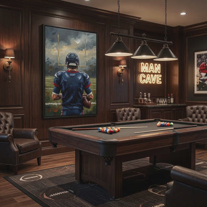 Framed Football Canvas Art — End Zone Focus - Sports Print