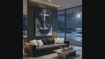 Nautical Anchor Painting Matte Canvas Framed | Coastal Wall Art