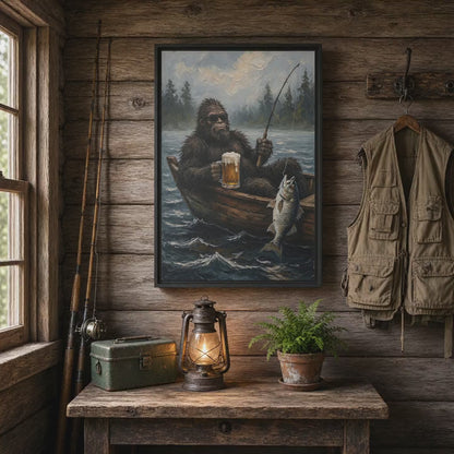 Catch of the Day - Sasquatch Fishing with Beer Canvas