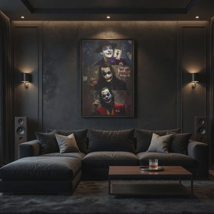 Three Jokers Inspired - Portrait Painting Matte Canvas Framed | Dark Wall Art
