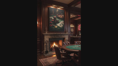 Casino Night Roulette & Poker Framed Canvas Art