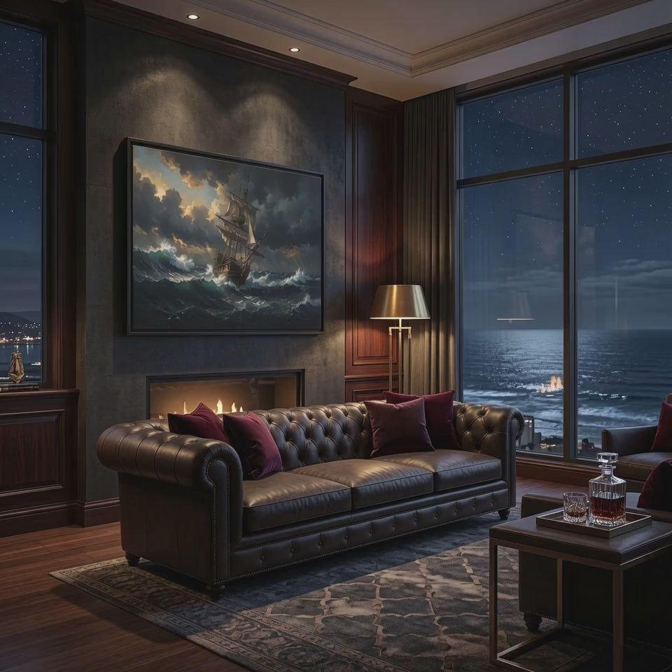 stormy sea ship canvas art