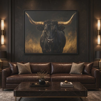 Black Longhorn | Bull Portrait Canvas