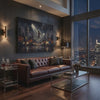 jordan inspired epic city scape dunk framed canvas on a high rise wall 