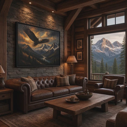 Bald Eagle Mountain Landscape | Matte Framed Canvas