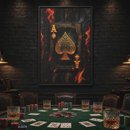 The Ace Holds | Burning Ace of Spades Canvas