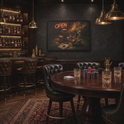 Poker Night Canvas – Whiskey, Aces & Neon