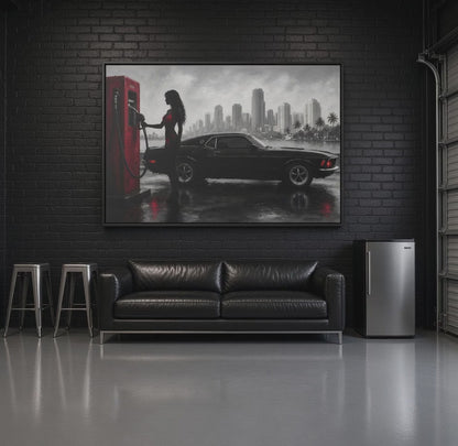Retro Muscle Car | Miami Gas Station Canvas