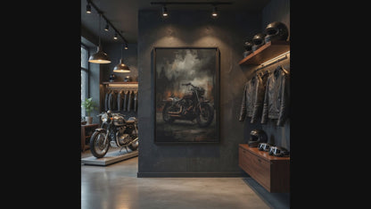 Framed Matte Canvas Motorcycle Wall Art – Vintage Cruiser Print